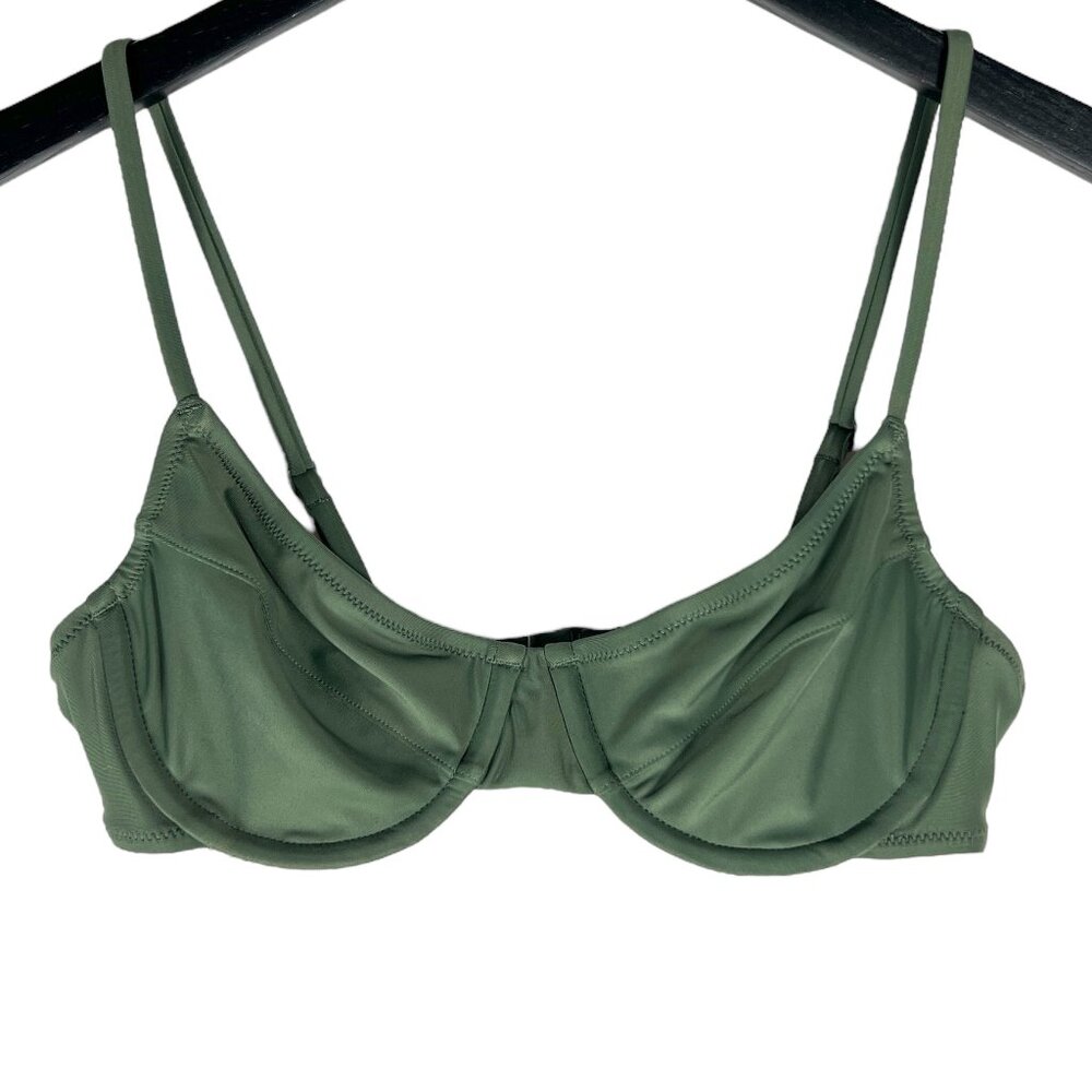 NWT J. Crew 1993 Underwire Bikini Top in Cool Cypress Green Size 32B